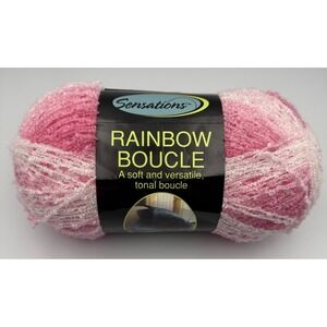 Sensation Rainbow Boucle Yarn, Pink and White, Discontinued 11oz 853yds